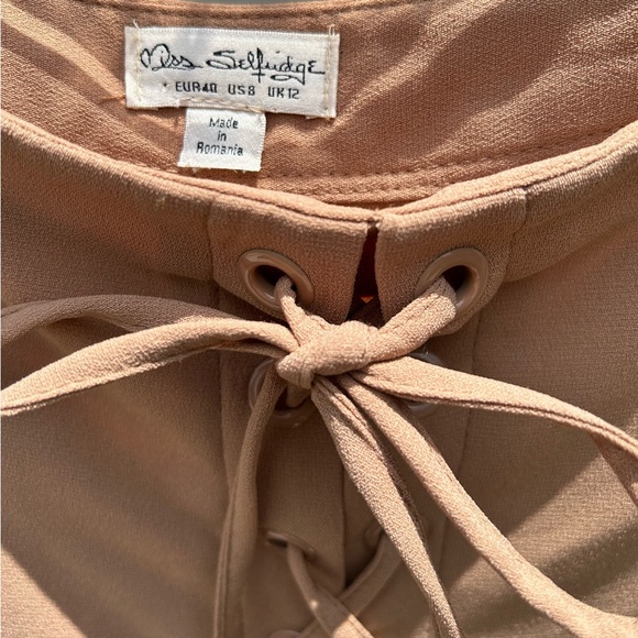 MISS SELFRIDGE London Pants Womens Size 8 High Waist Lace Up Wide Leg Culottes - Picture 3 of 8